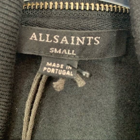 All Saints Sweatshirt Dahlia Convertible Zipper Collar Black S NWT - Picture 8 of 12